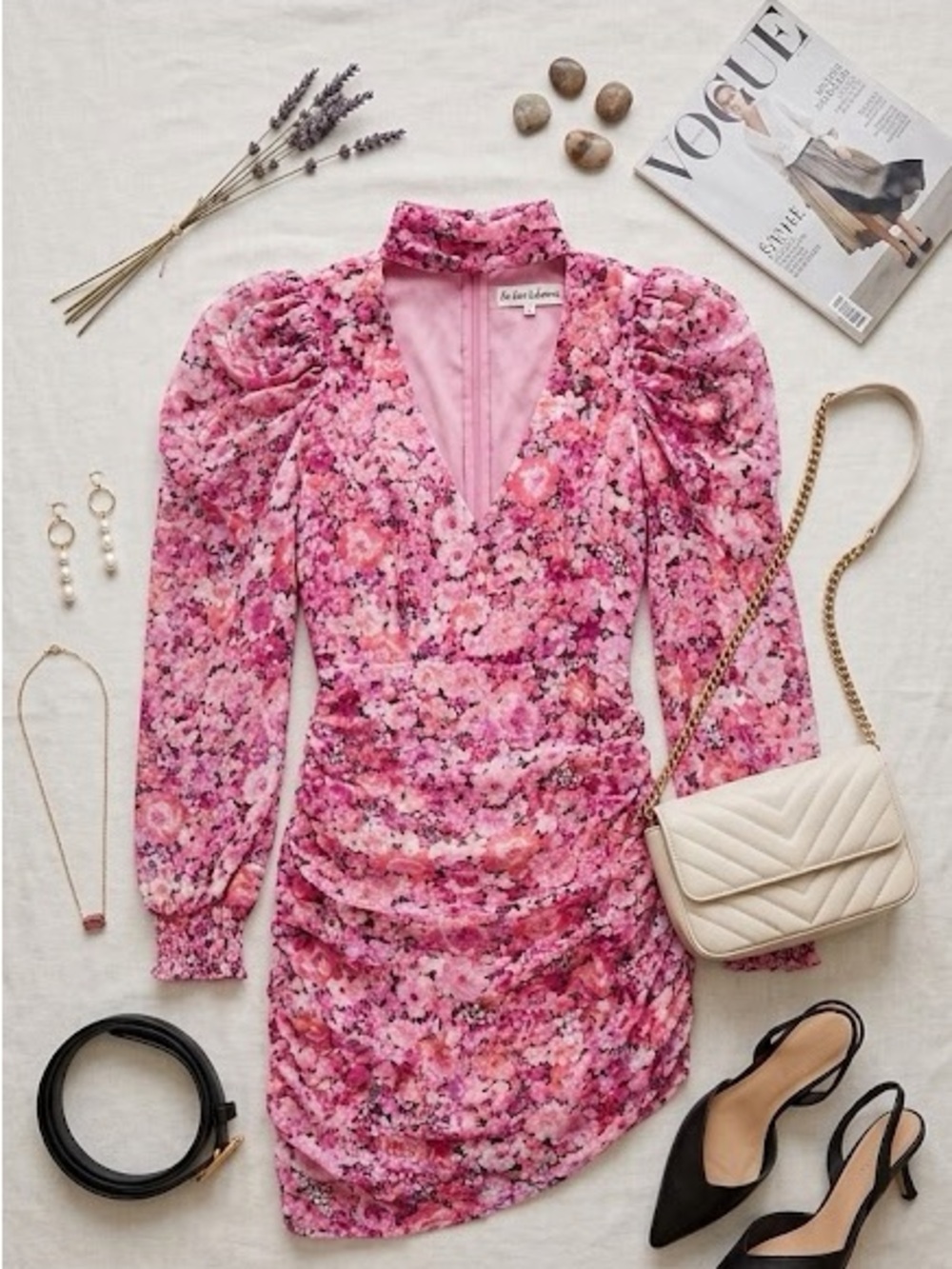 NWT For Love And Lemons Pink Floral Mini Dress